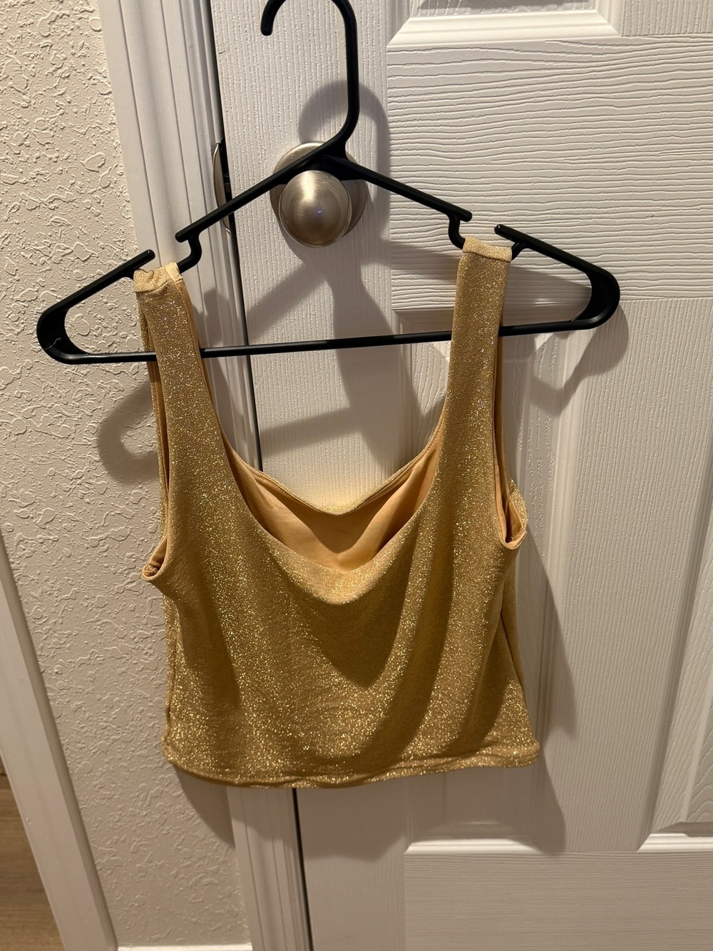 Gold Shimmer Tank Crop Top - Picture 3 of 5
